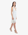 Jasmine Floral Lace Halter Midi Dress – Cream