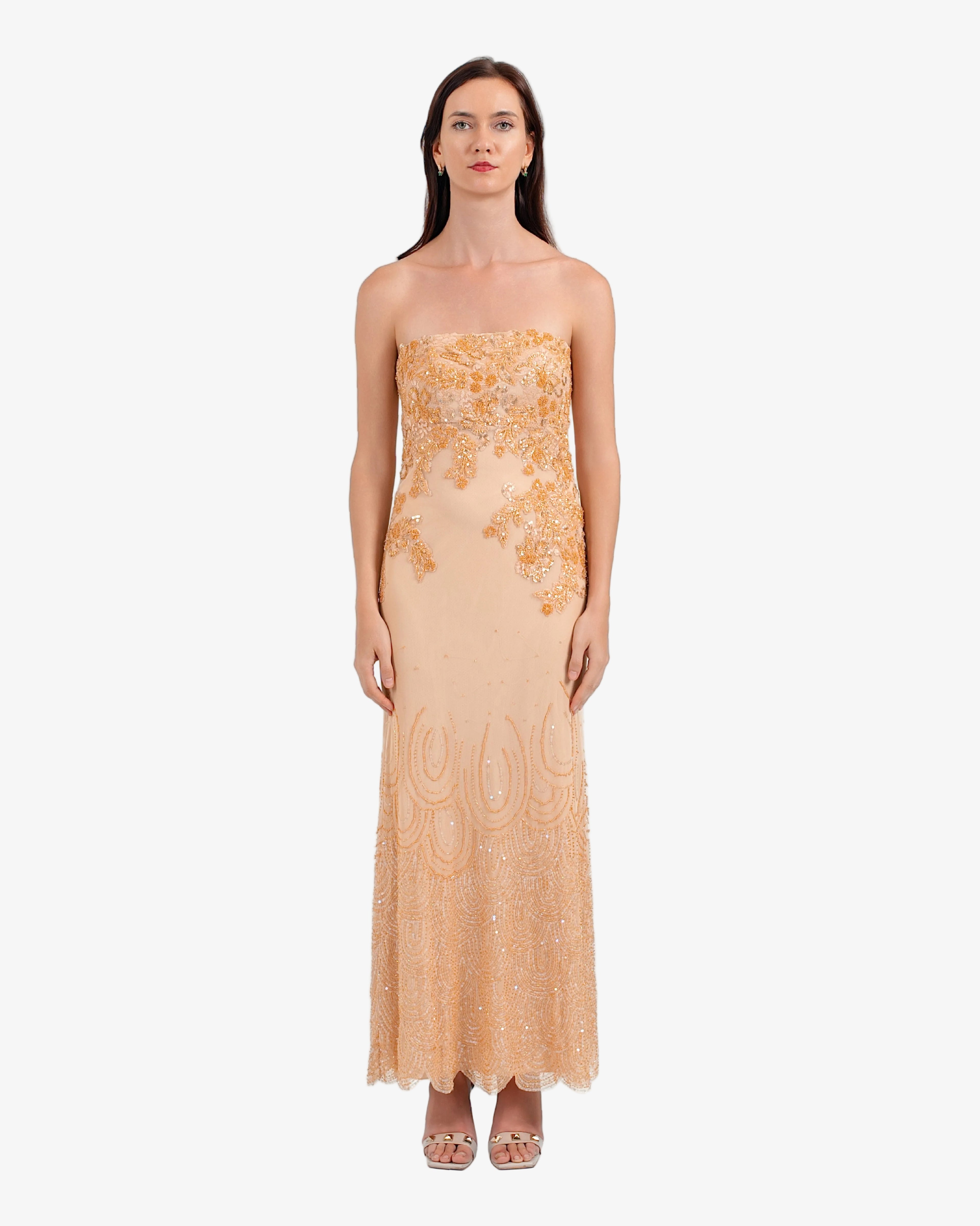 Odette Strapless Beaded Maxi Dress