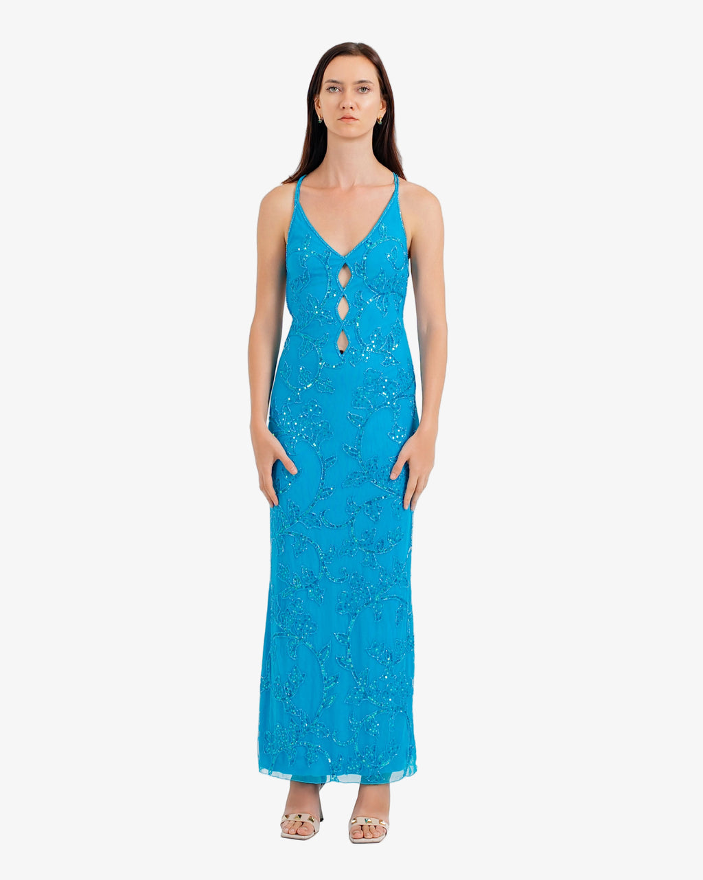 Laguna Floral Sequin Cutout Maxi Dress