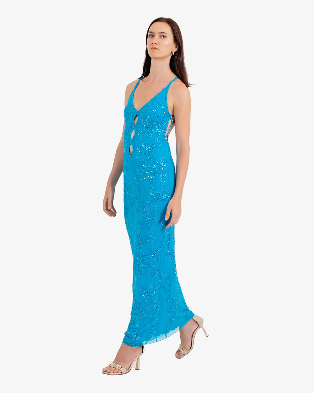 Laguna Floral Sequin Cutout Maxi Dress