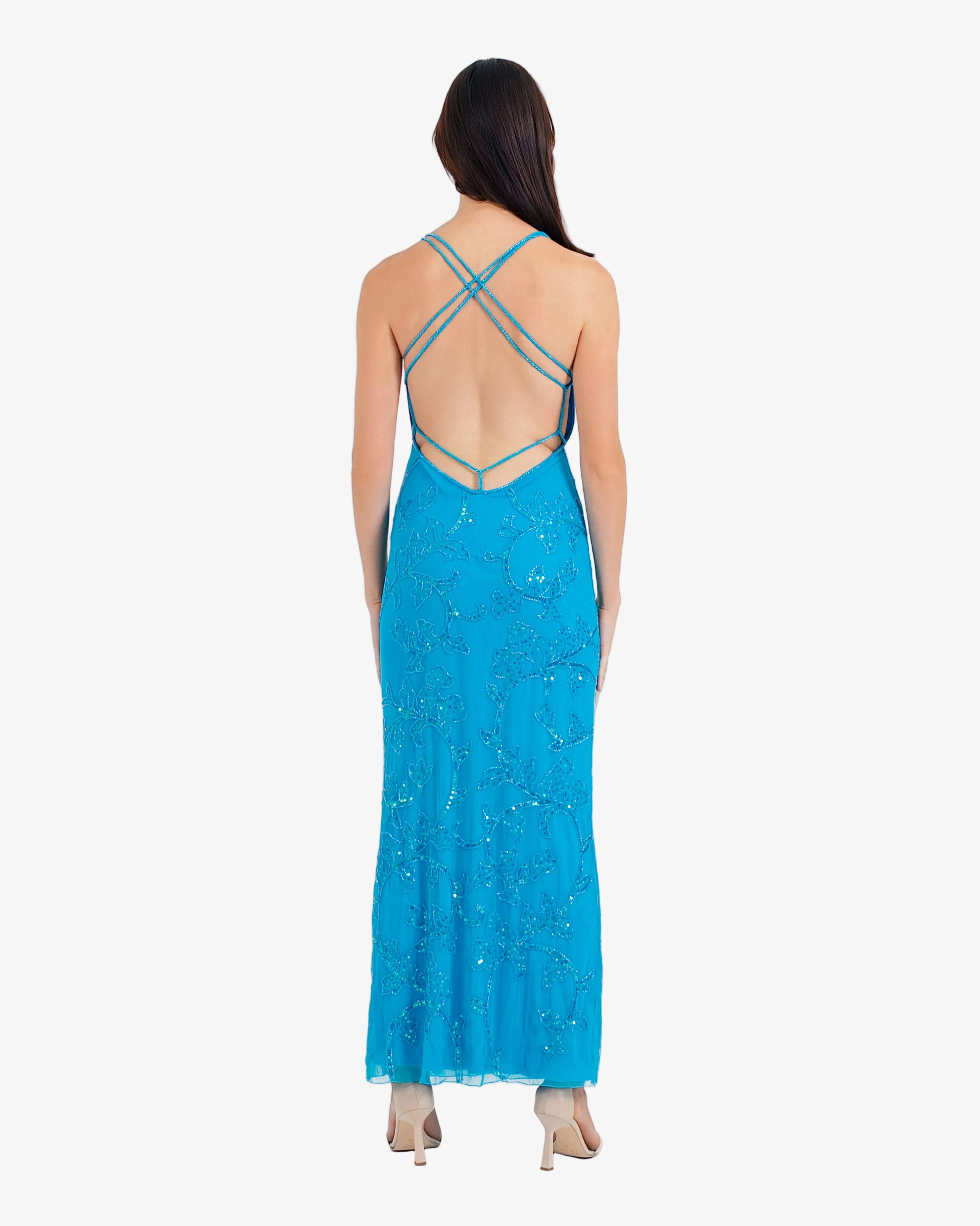 Laguna Floral Sequin Cutout Maxi Dress