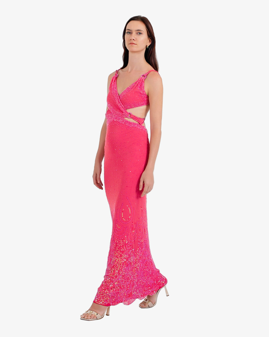 Nova Sequin Cutout Maxi Dress – Fuxia