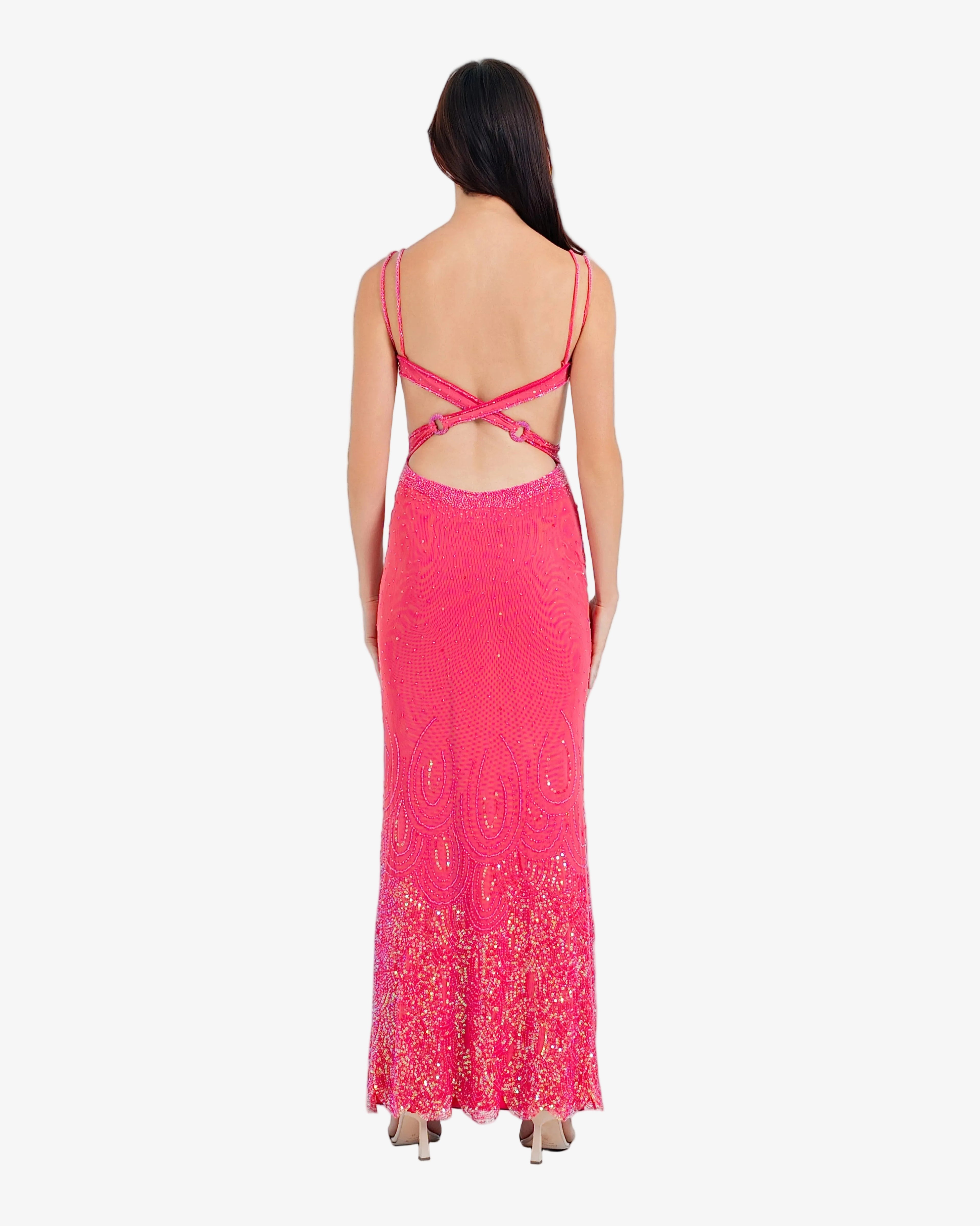 Nova Sequin Cutout Maxi Dress – Fuxia