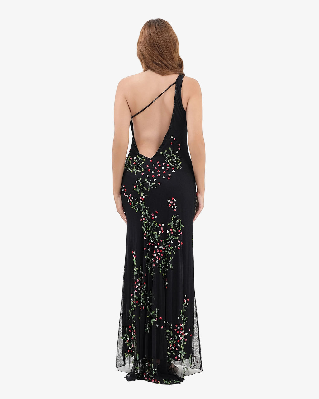 Wildflower One-Shoulder Beaded Maxi Dress