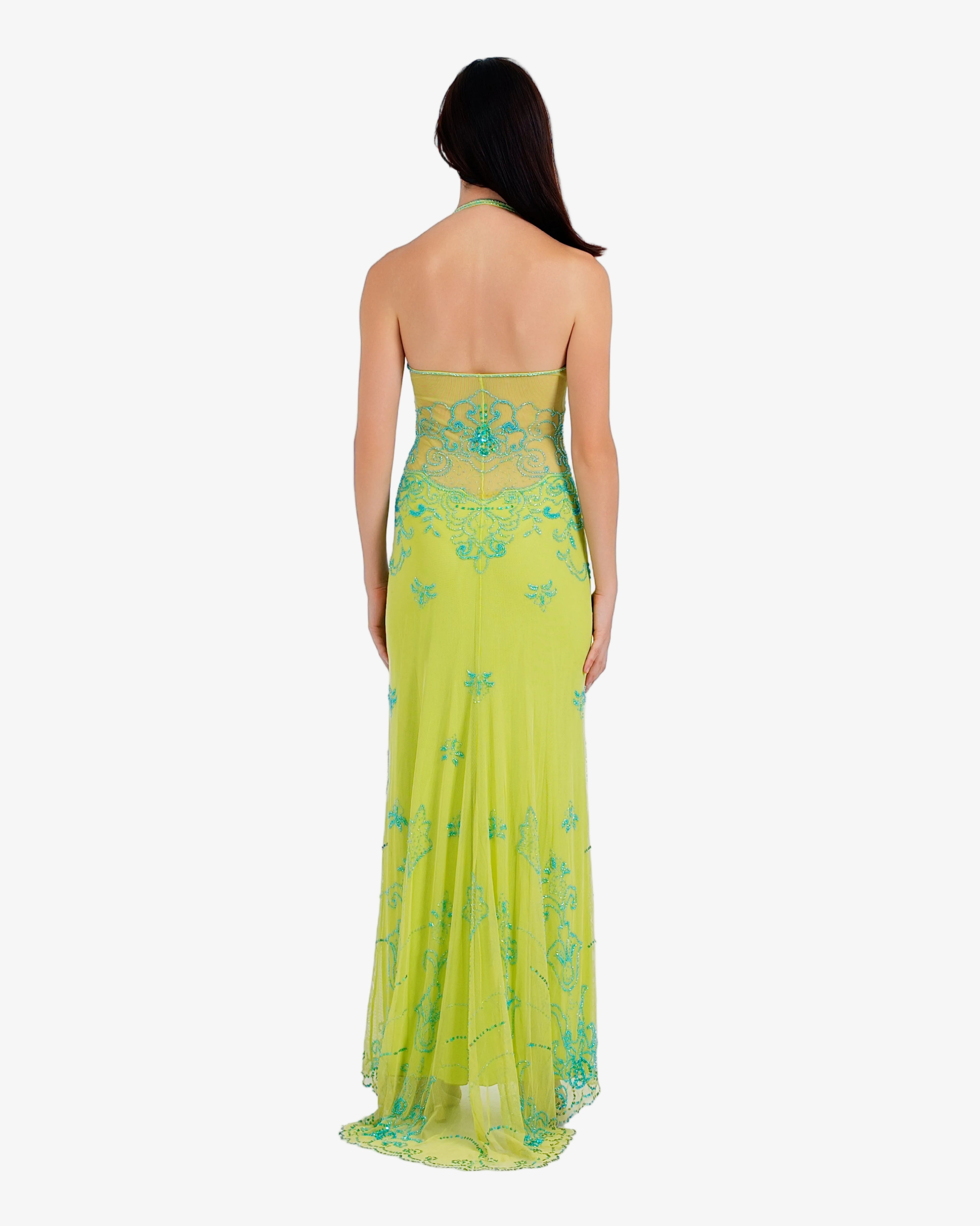 Versailles Beaded Halter Maxi Dress