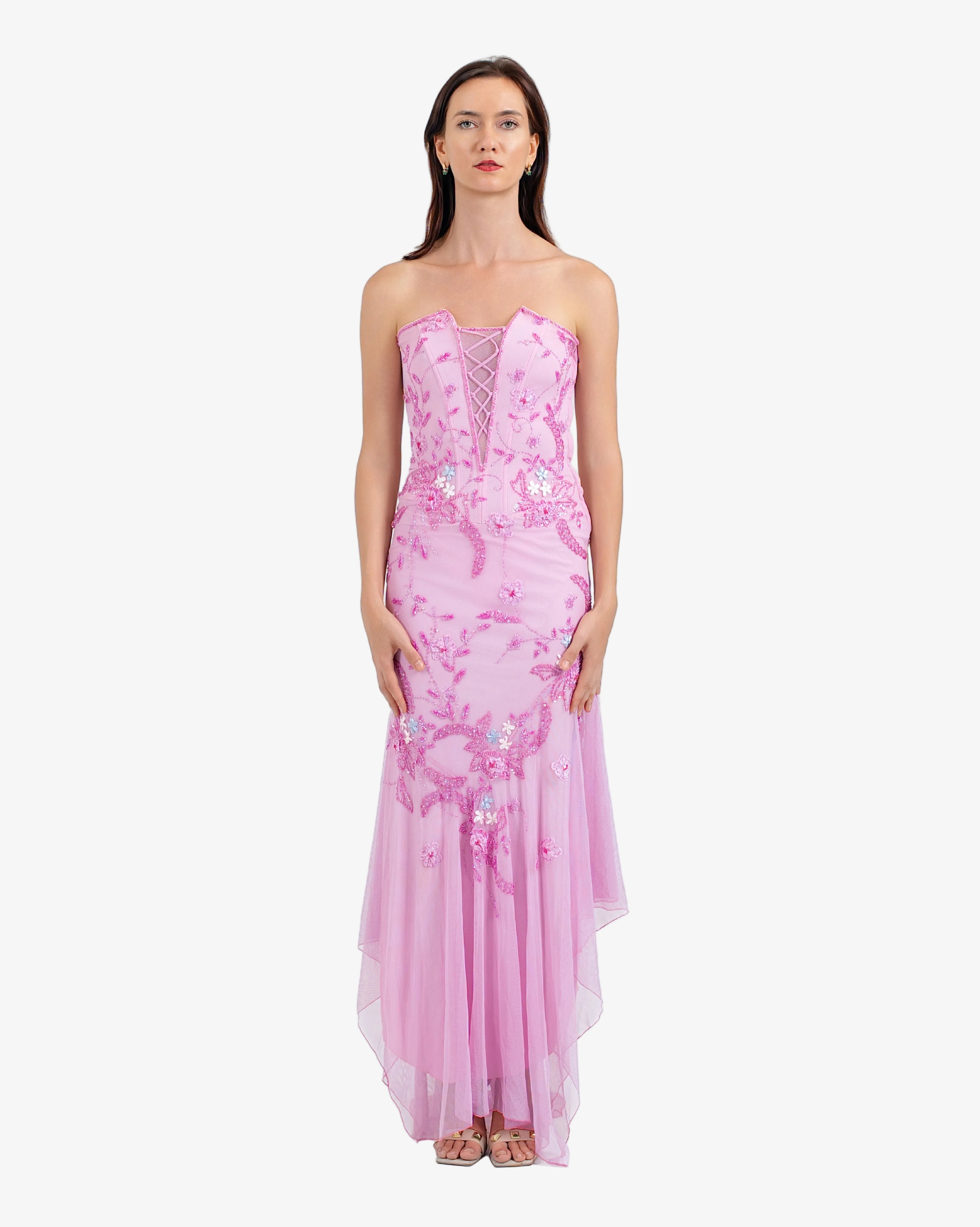 Celeste Corset Beaded Maxi Dress – Candy