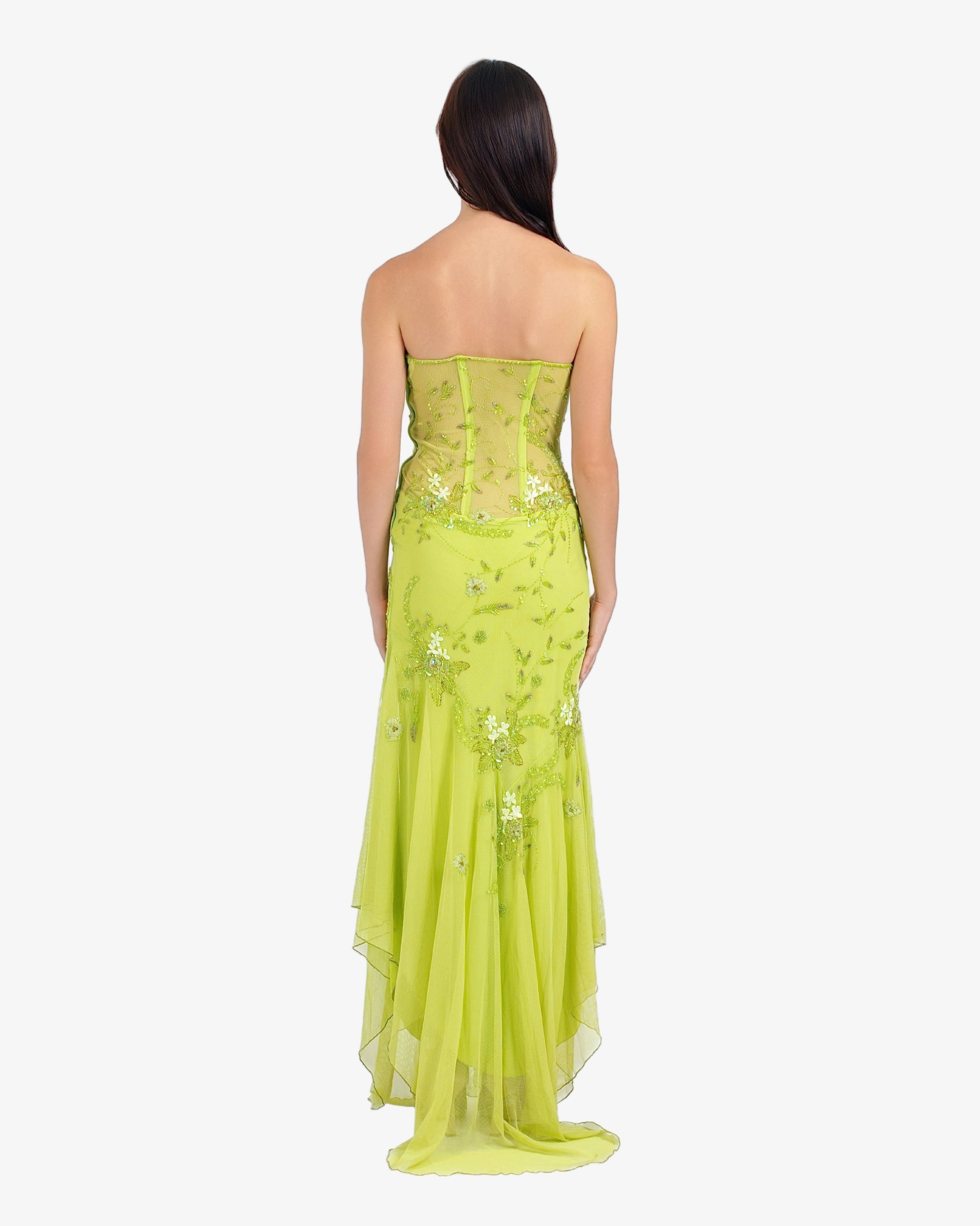 Celeste Corset Beaded Maxi Dress – Lime