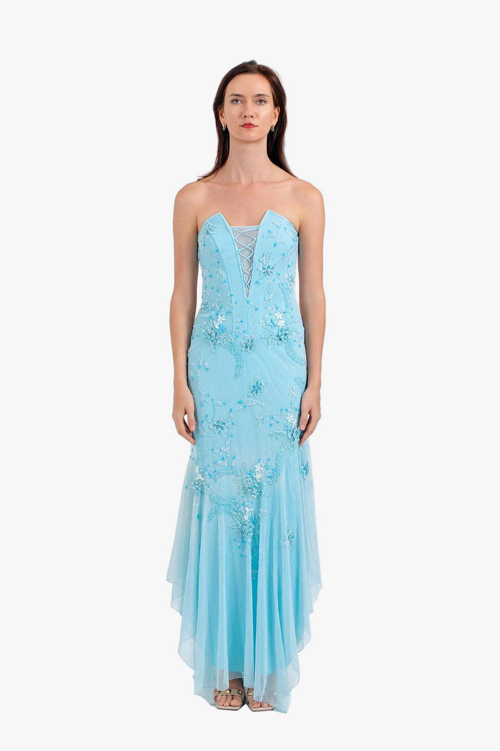 Celeste Corset Beaded Maxi Dress – Sea Blue