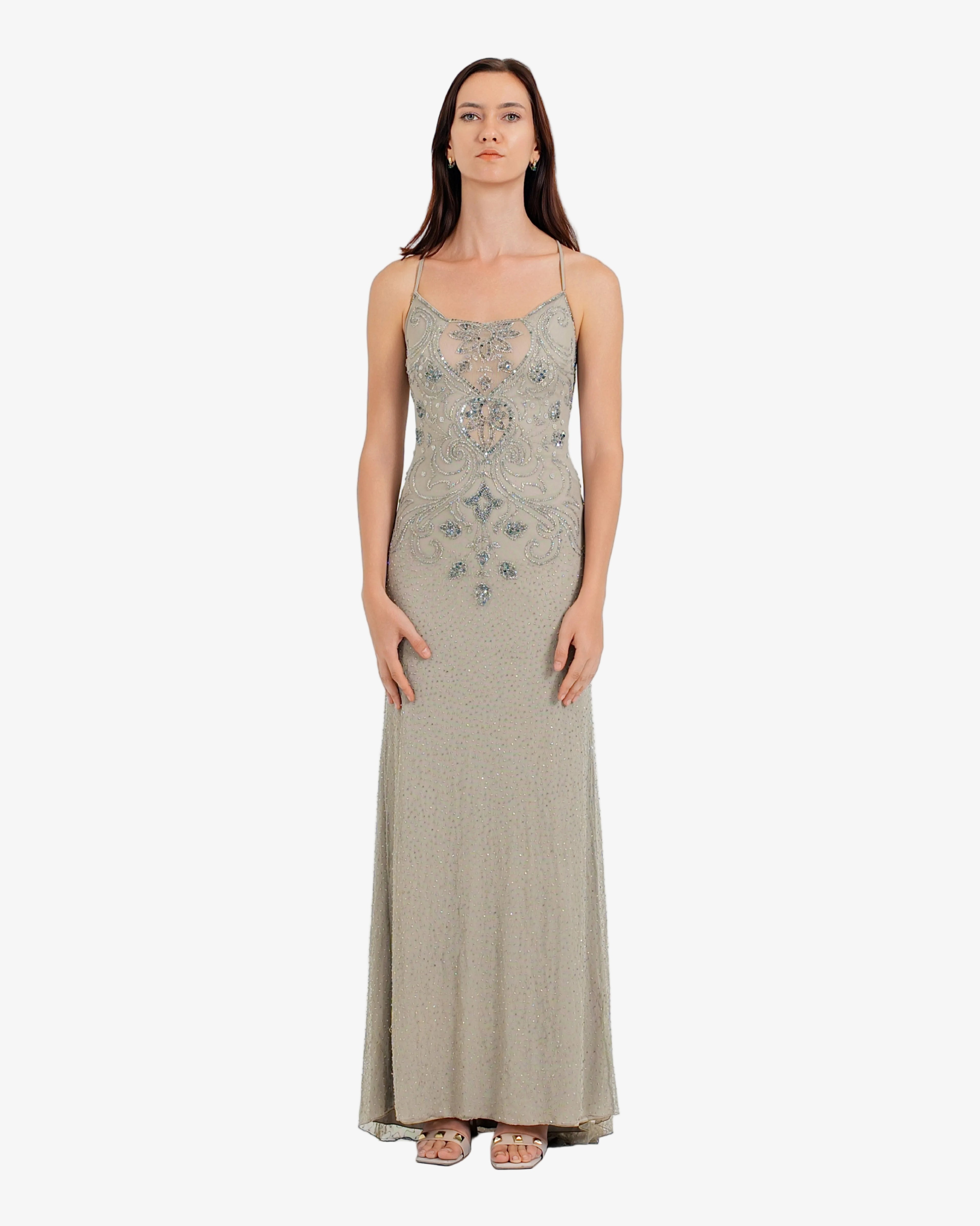 Lyra Beaded Sequin Maxi Dress – Mocca