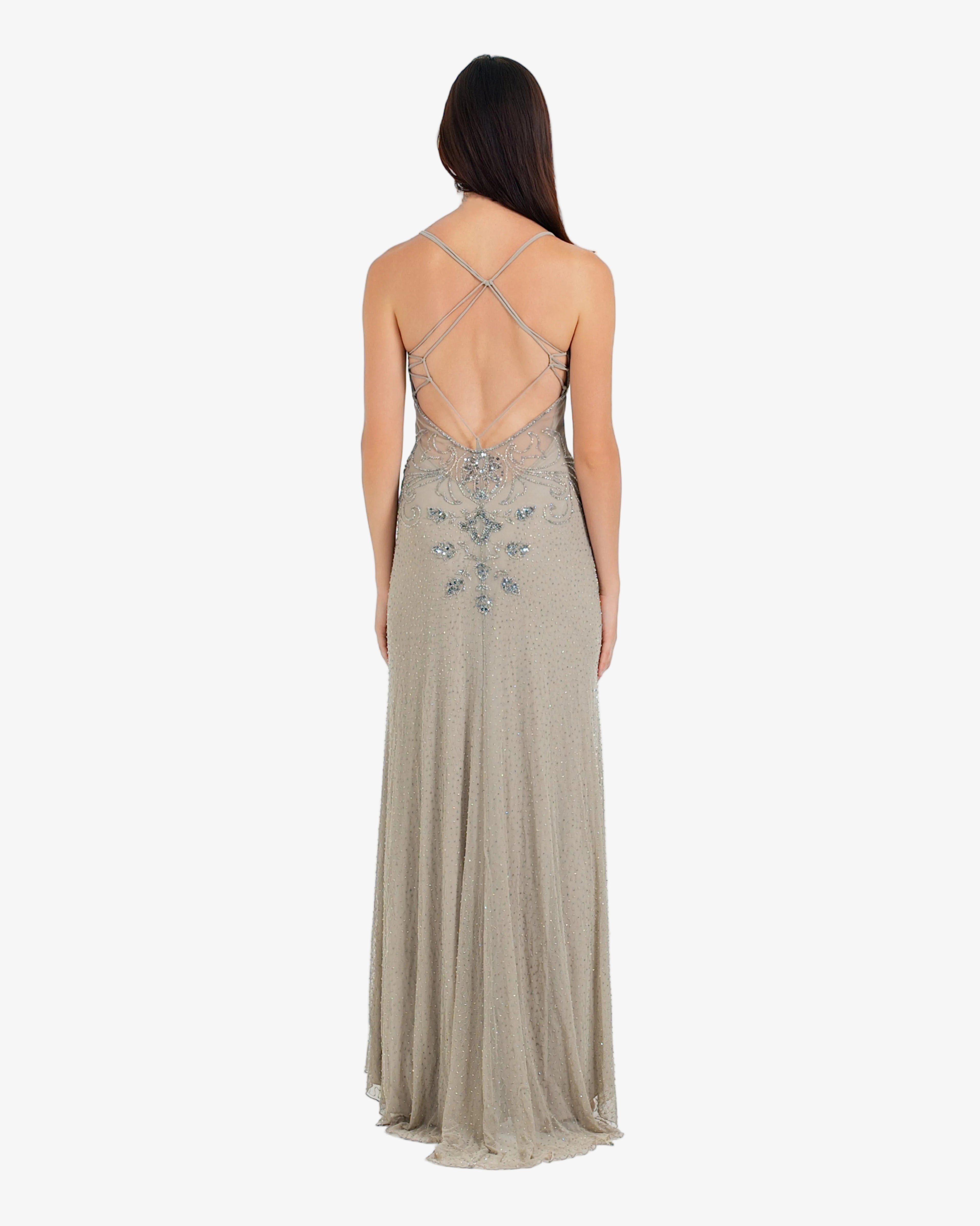 Lyra Beaded Sequin Maxi Dress – Mocca
