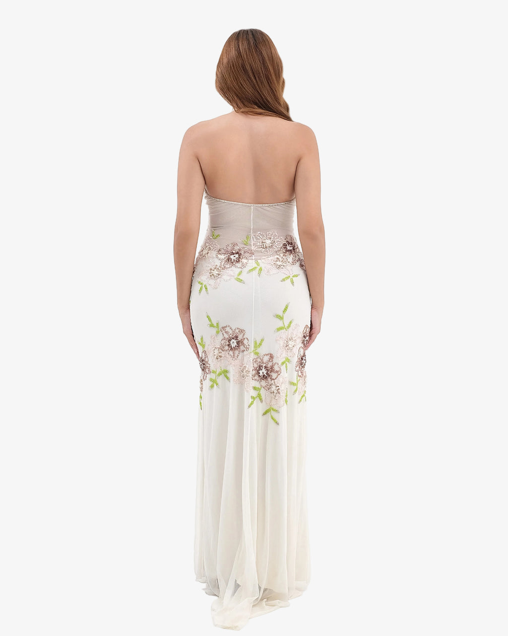 Eden Floral Sequin Halter Maxi Dress – Cream