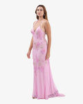 Eden Floral Sequin Halter Maxi Dress – Pink