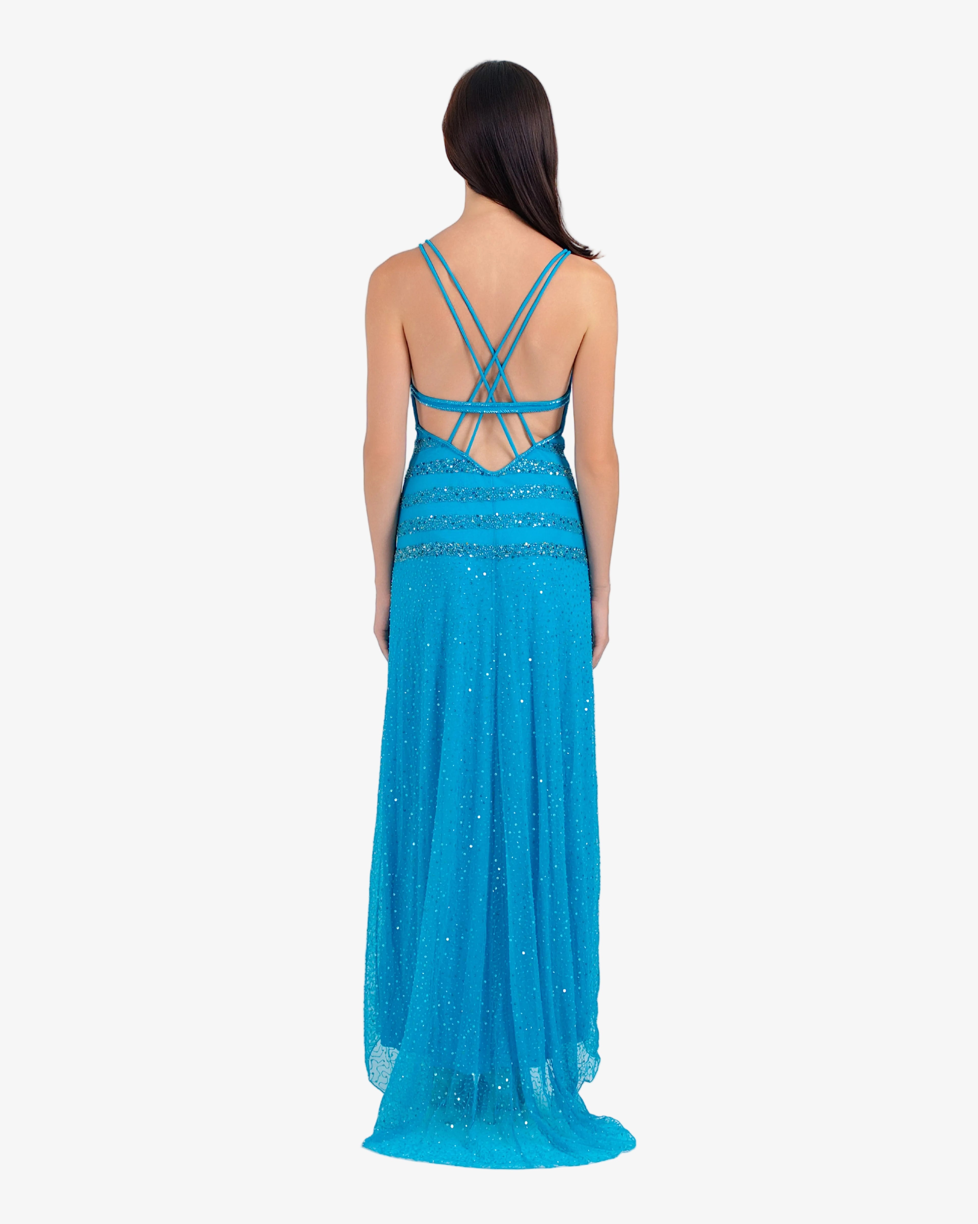 Elara Beaded Maxi Dress – Turquoise
