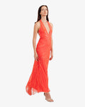 Nereid Beaded Halter Maxi Dress – Coral