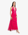 Nereid Beaded Halter Maxi Dress – Hot Fuxia