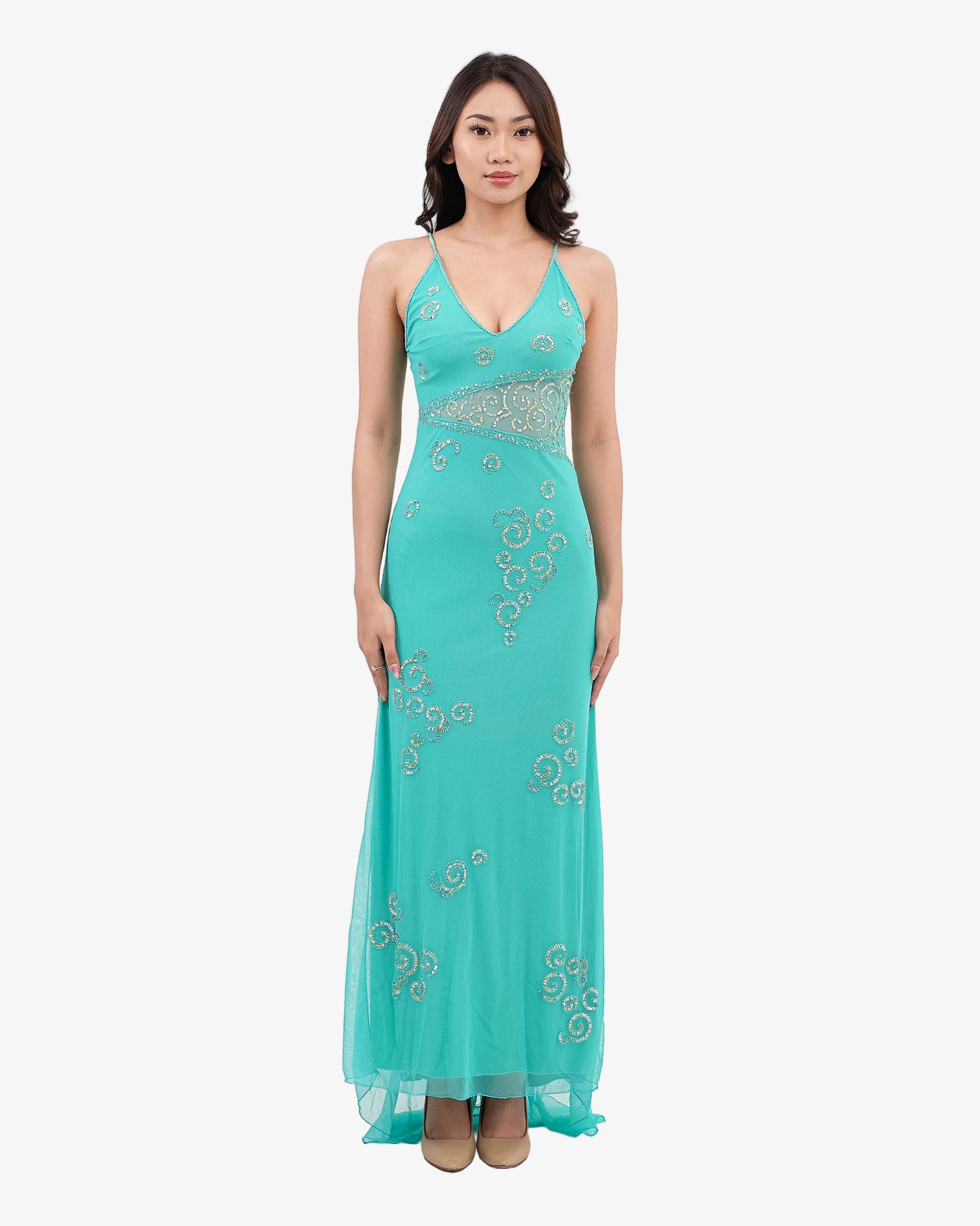 Colette Beaded Maxi Dress – Aqua