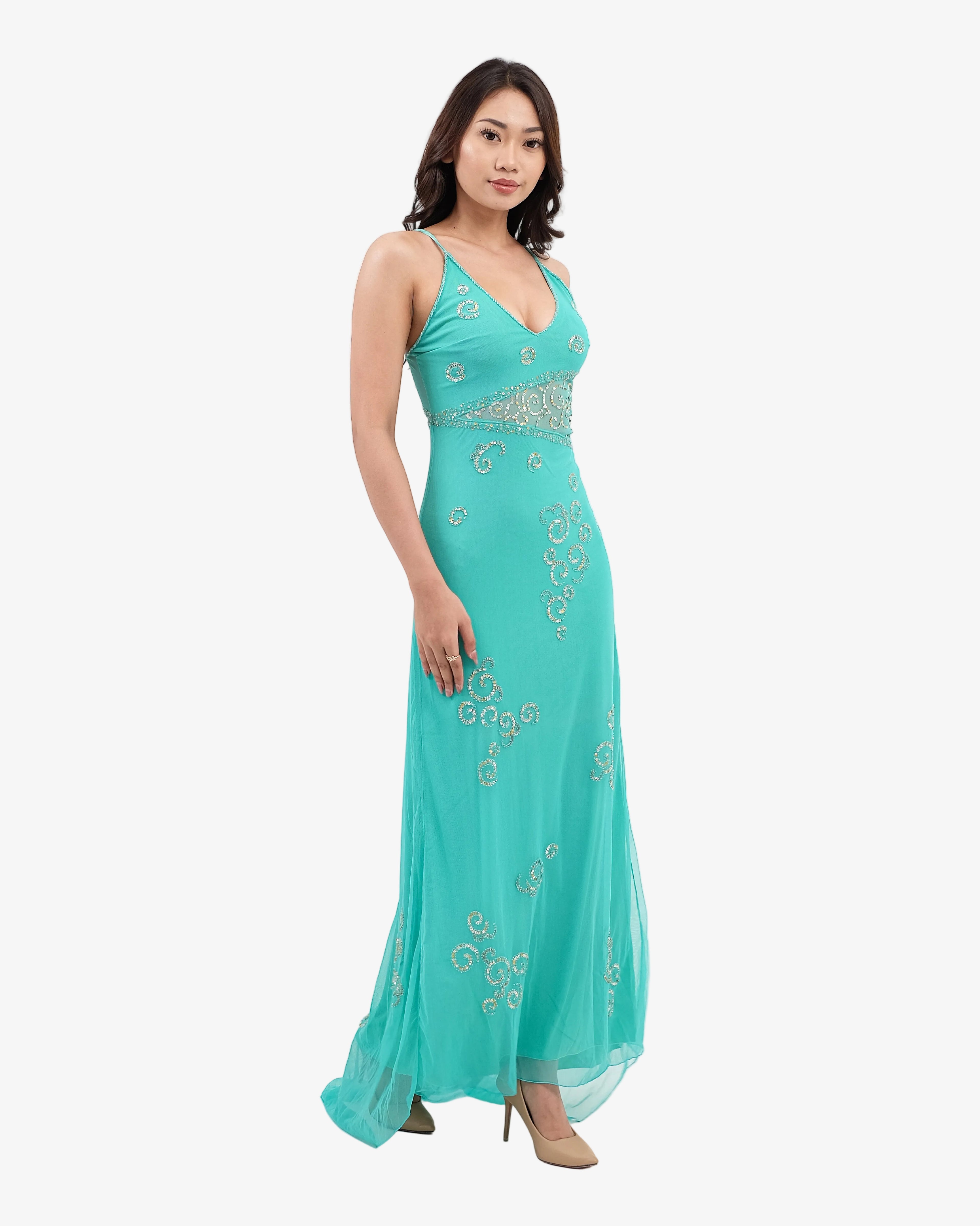 Colette Beaded Maxi Dress – Aqua