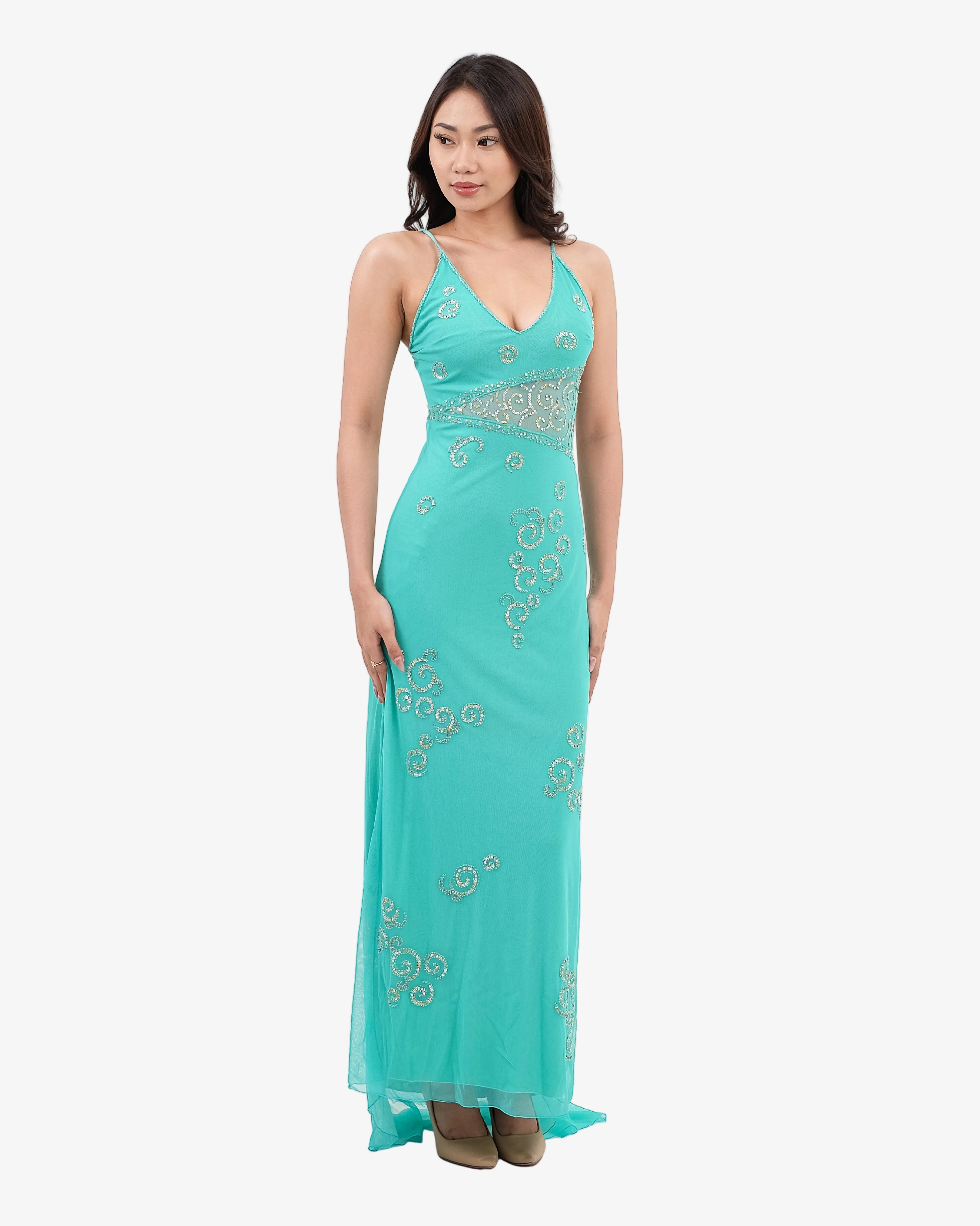 Colette Beaded Maxi Dress – Aqua