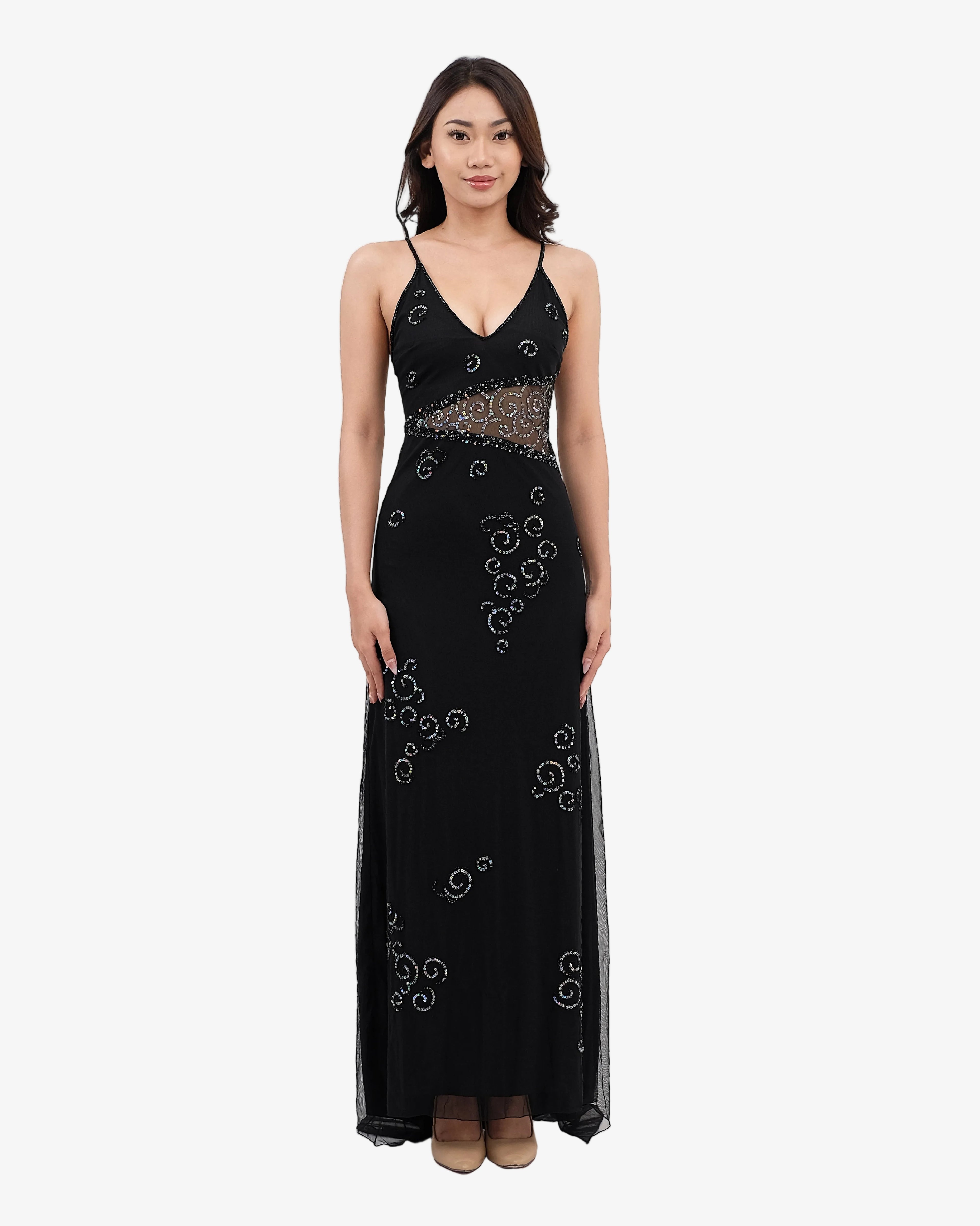 Colette Beaded Maxi Dress – Black