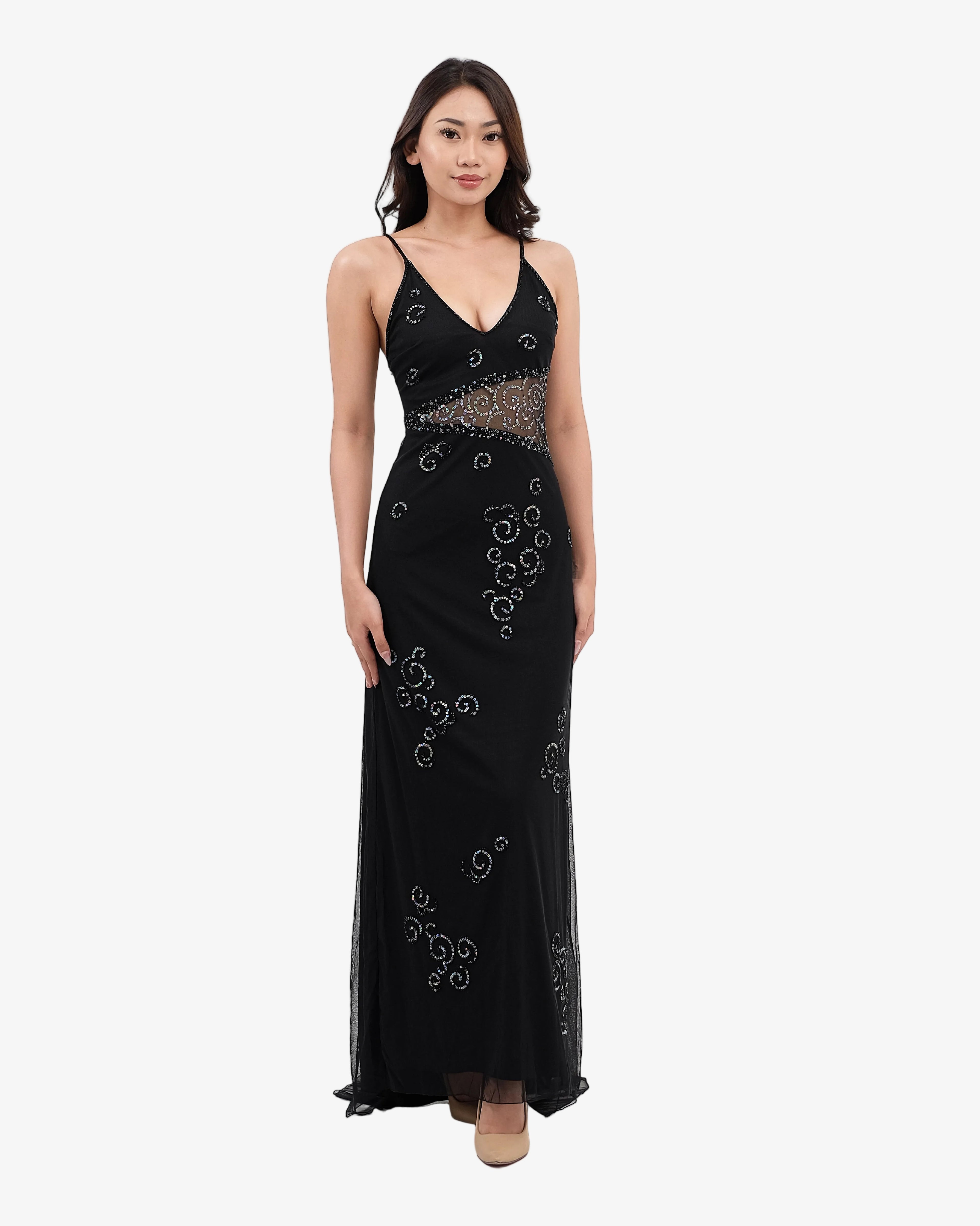 Colette Beaded Maxi Dress – Black