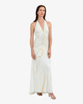 Soleil Beaded Halter Maxi Dress – Cream