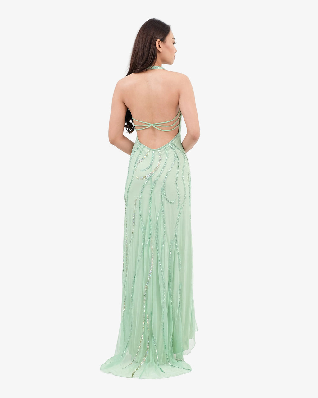 Soleil Beaded Halter Maxi Dress – Mint