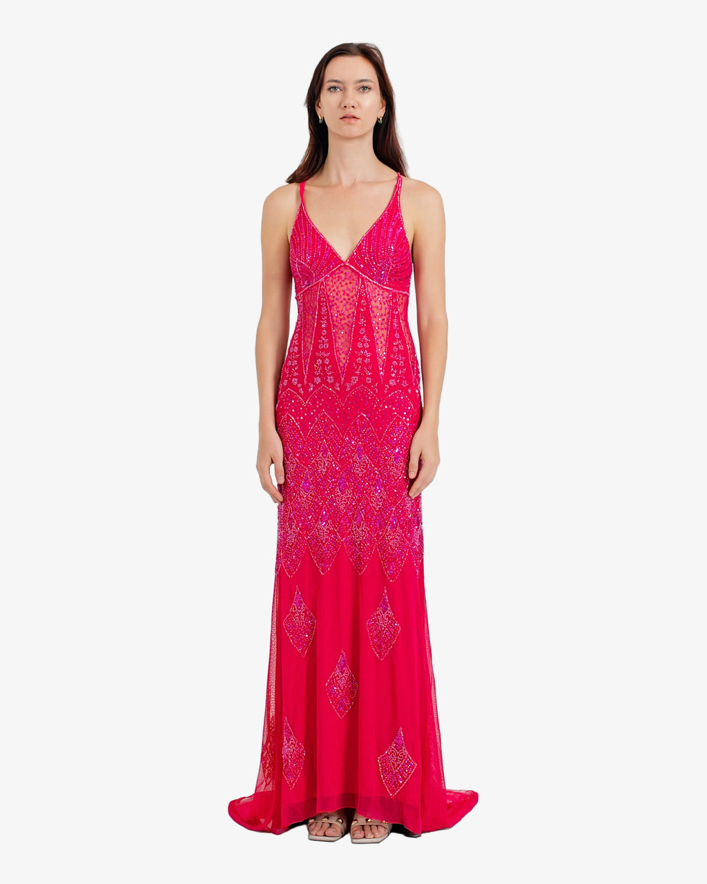 Vega Beaded Maxi Dress – Hot Fuxia