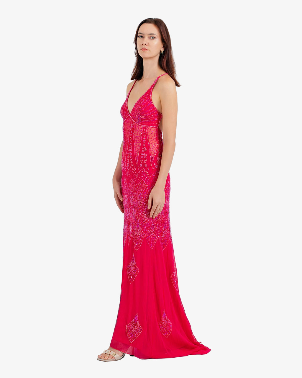 Vega Beaded Maxi Dress – Hot Fuxia