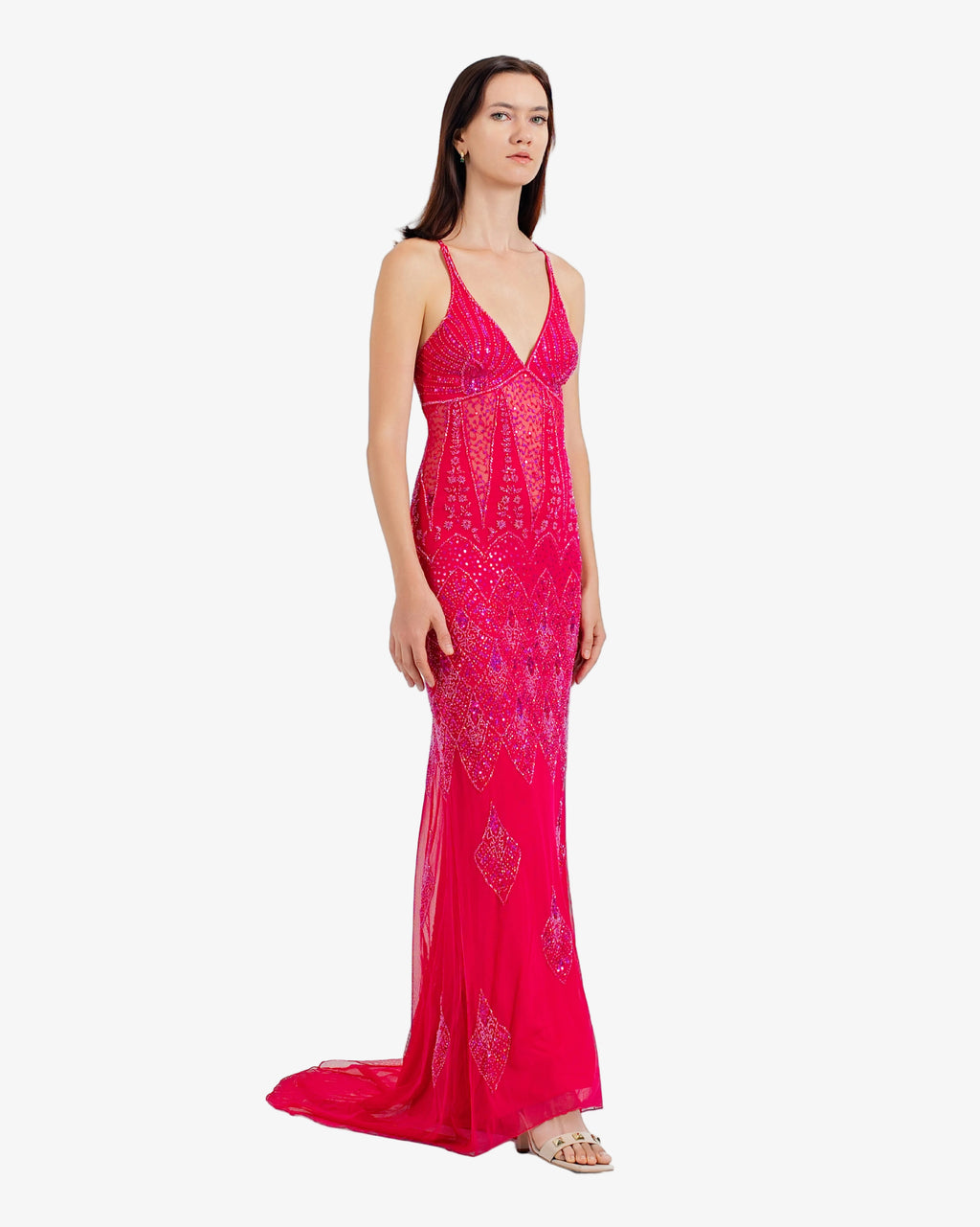Vega Beaded Maxi Dress – Hot Fuxia