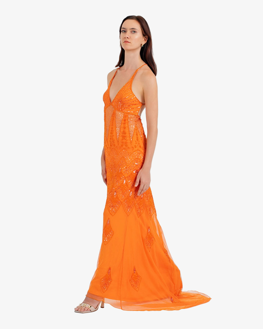 Vega Beaded Maxi Dress – Orange