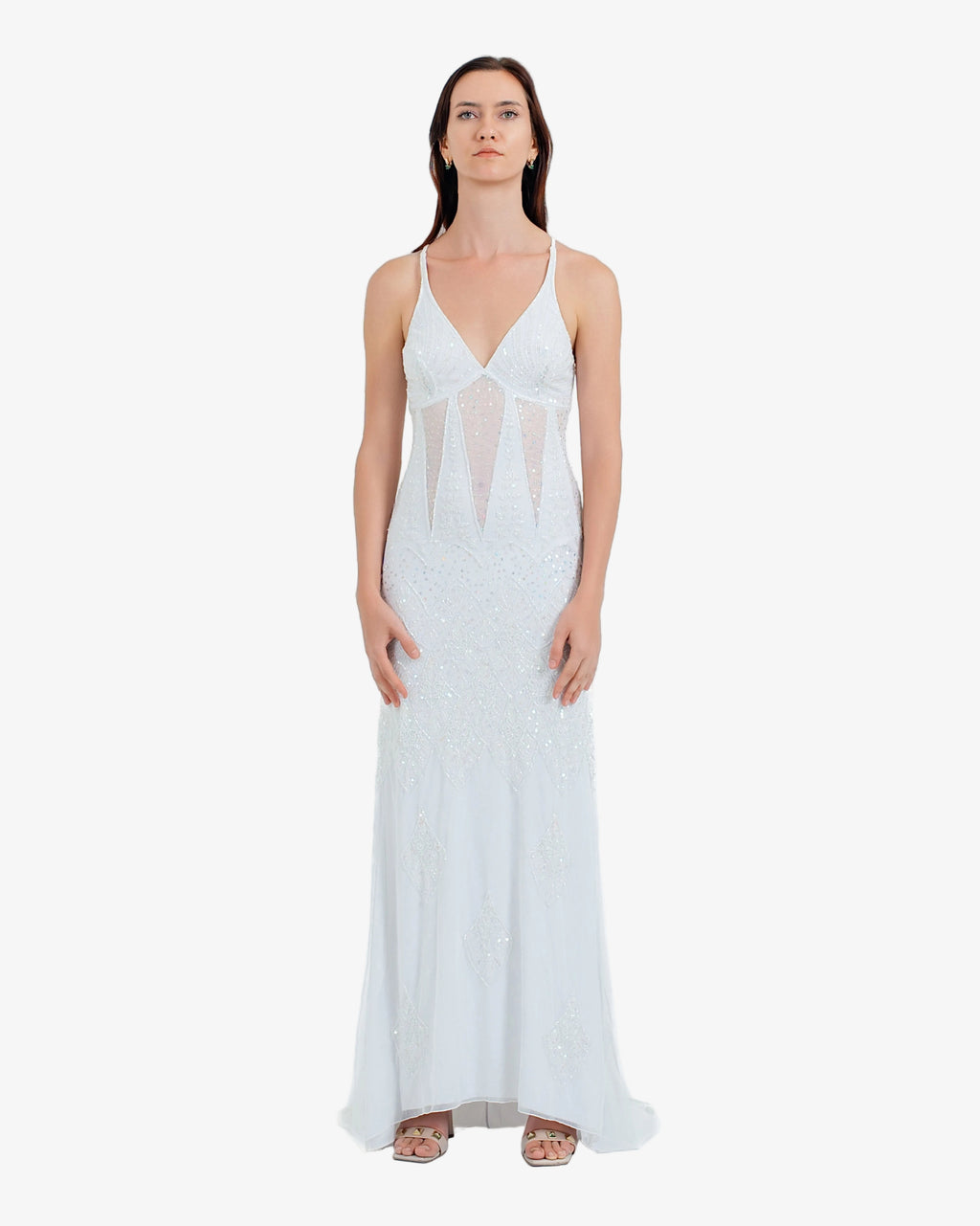 Vega Beaded Maxi Dress – White