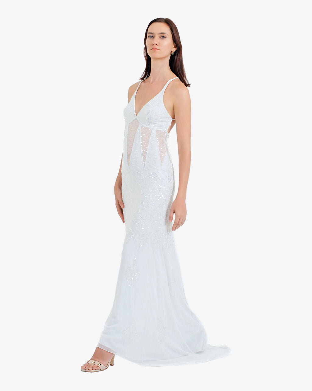 Vega Beaded Maxi Dress – White