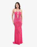 Isadora Beaded Halter Maxi Dress – Hot Fuxia
