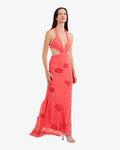 Raven Sequin Cutout Maxi Dress – Coral