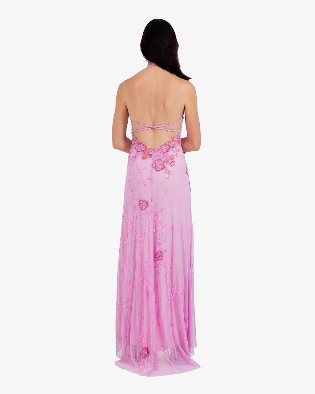 Peony Floral Beaded Halter Maxi Dress – Candy