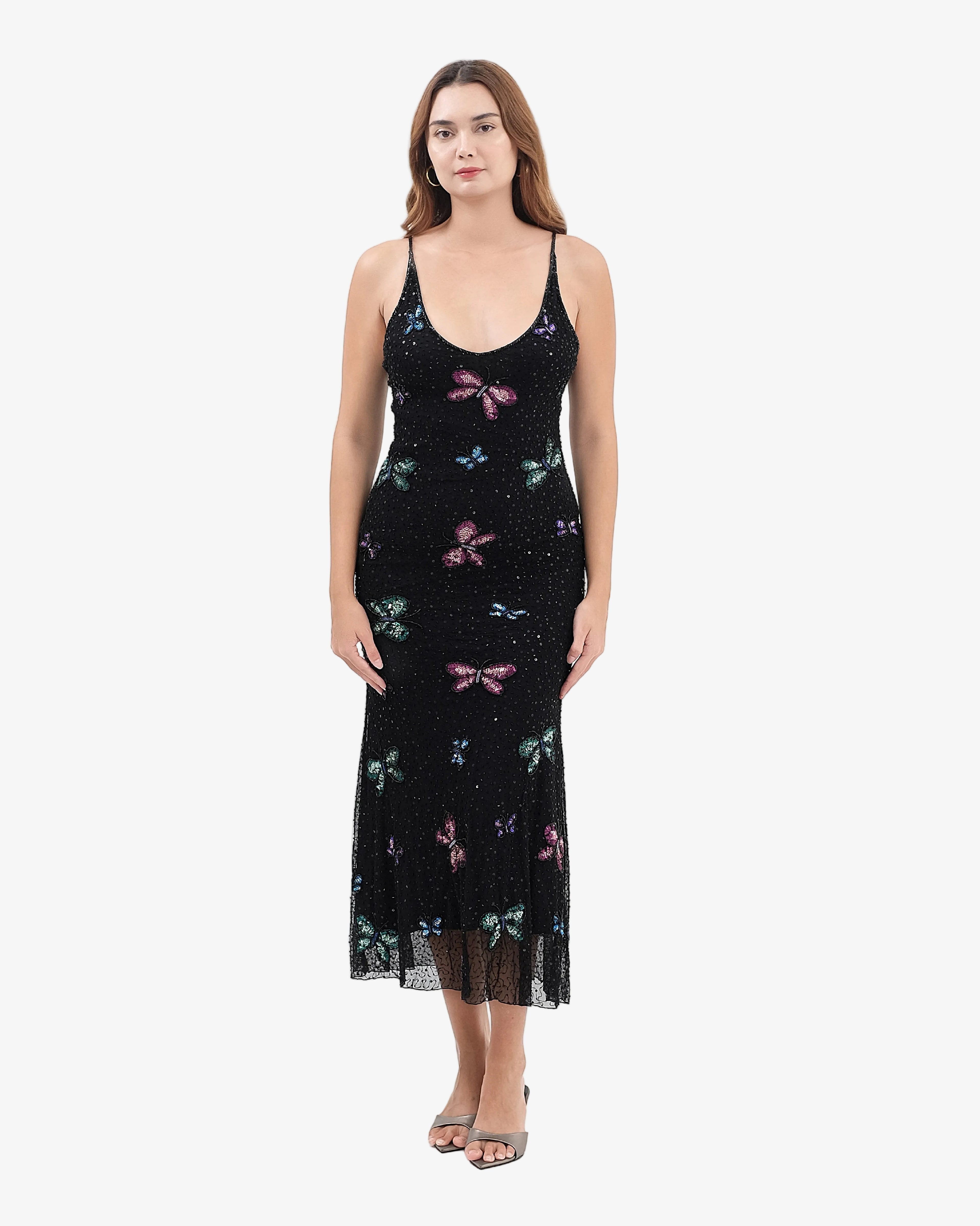 Luna Butterfly Sequin Maxi Dress