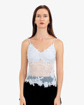 Bloom Floral Lace Mesh Top – White